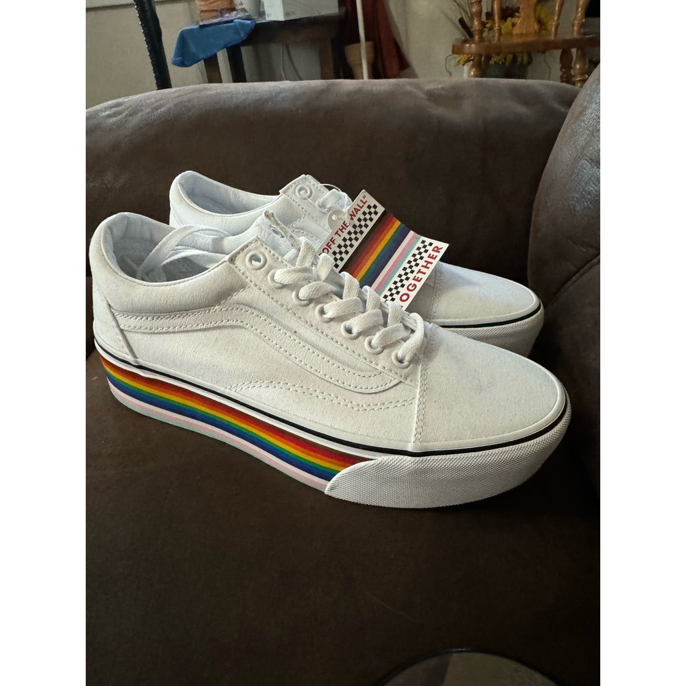 Old Skool Stackform Shoe rainbow and white size 8w